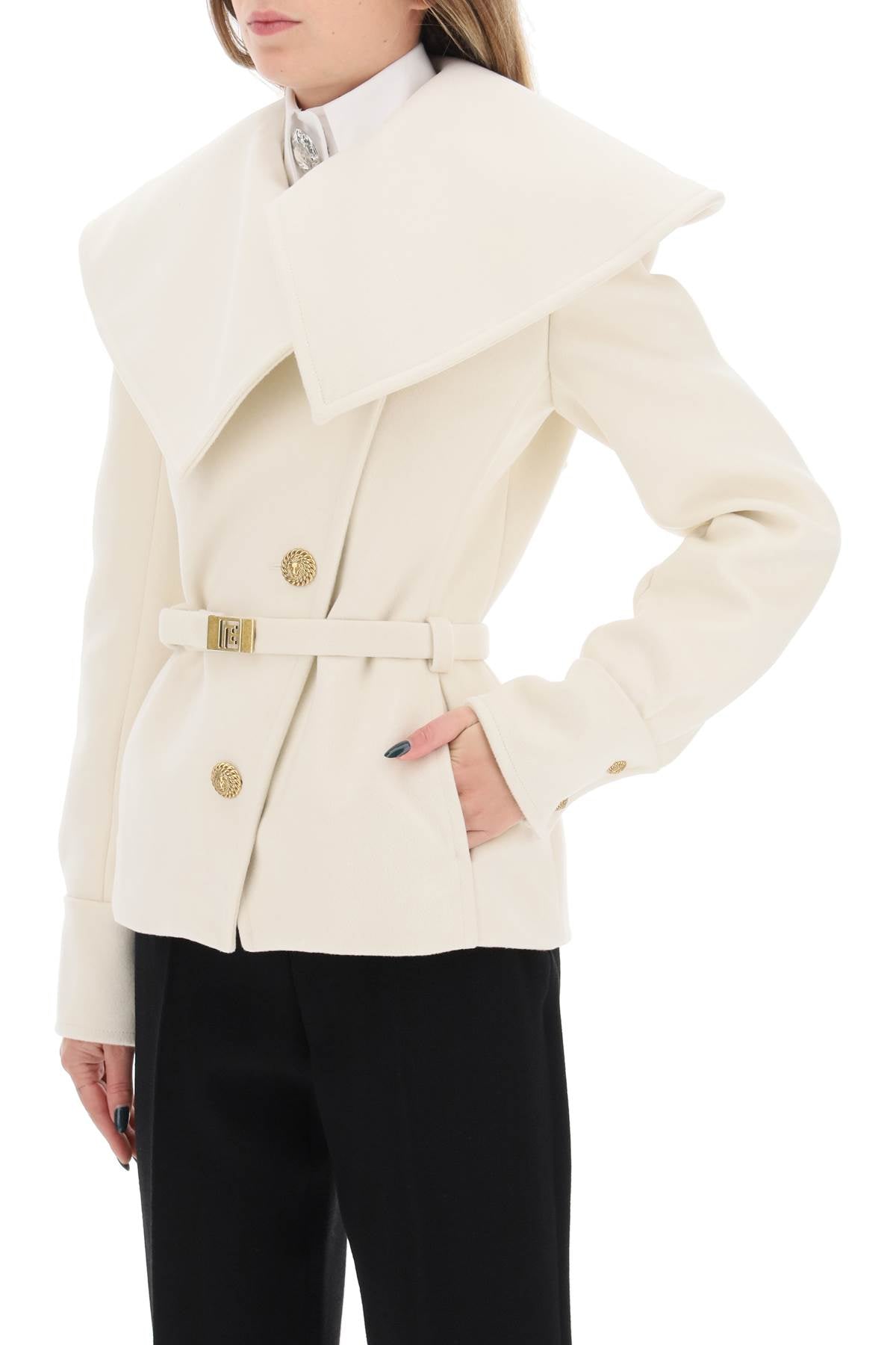 Balmain Balmain belted double-breasted peacoat