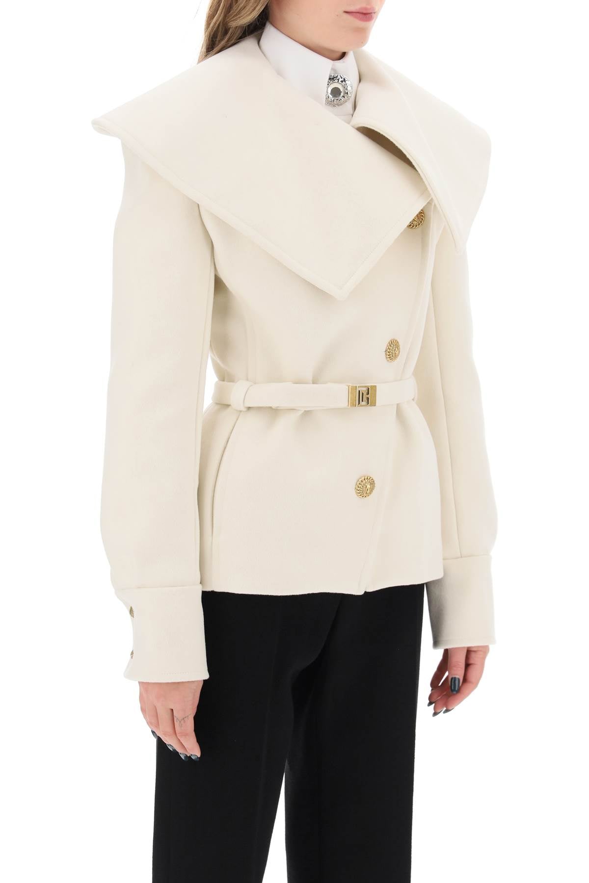 Balmain Balmain belted double-breasted peacoat