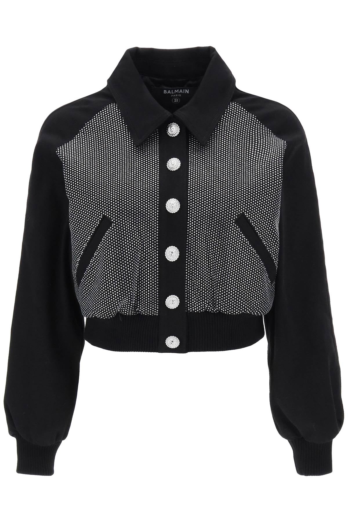 Balmain Balmain denim blouson jacket with rhinestones