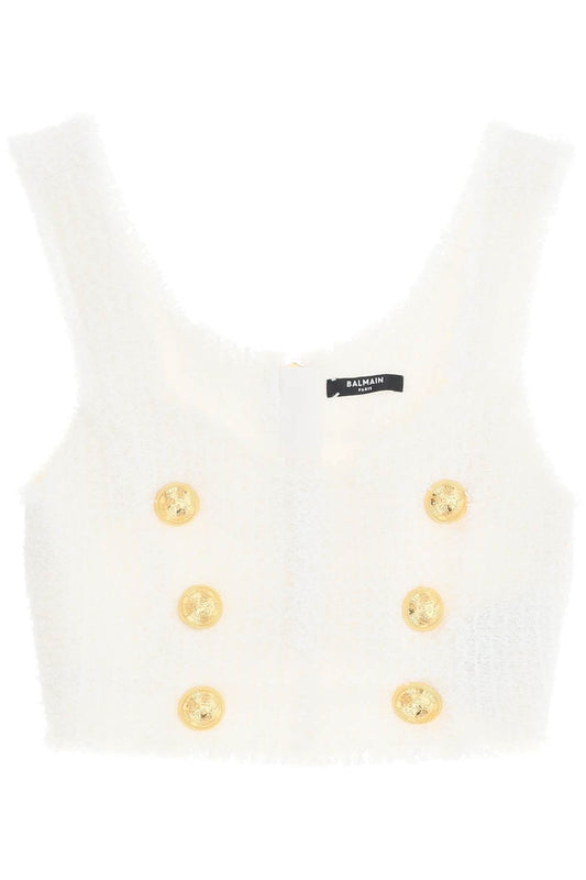 Balmain Balmain cropped tank top in monochrome tweed