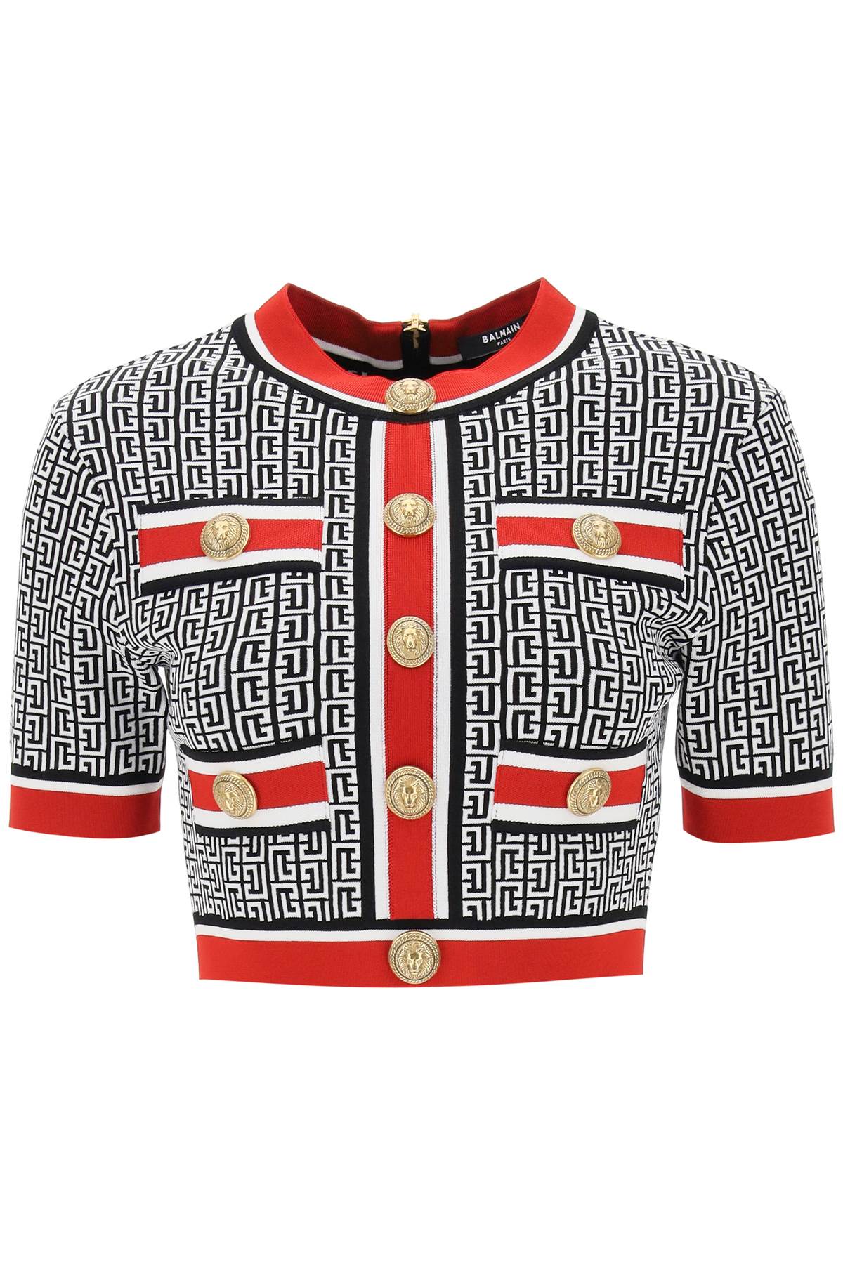 Balmain Balmain cropped top in monogram knit