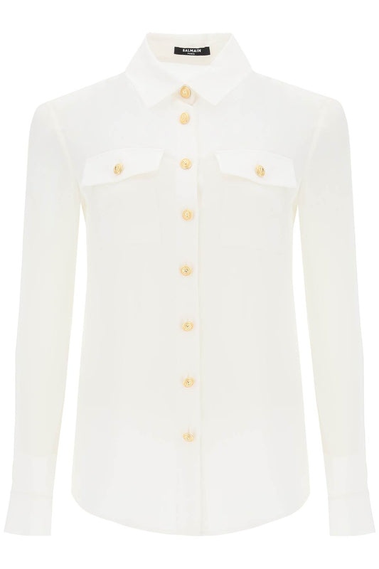 Balmain Balmain crepe de chine shirt with padded shoulders