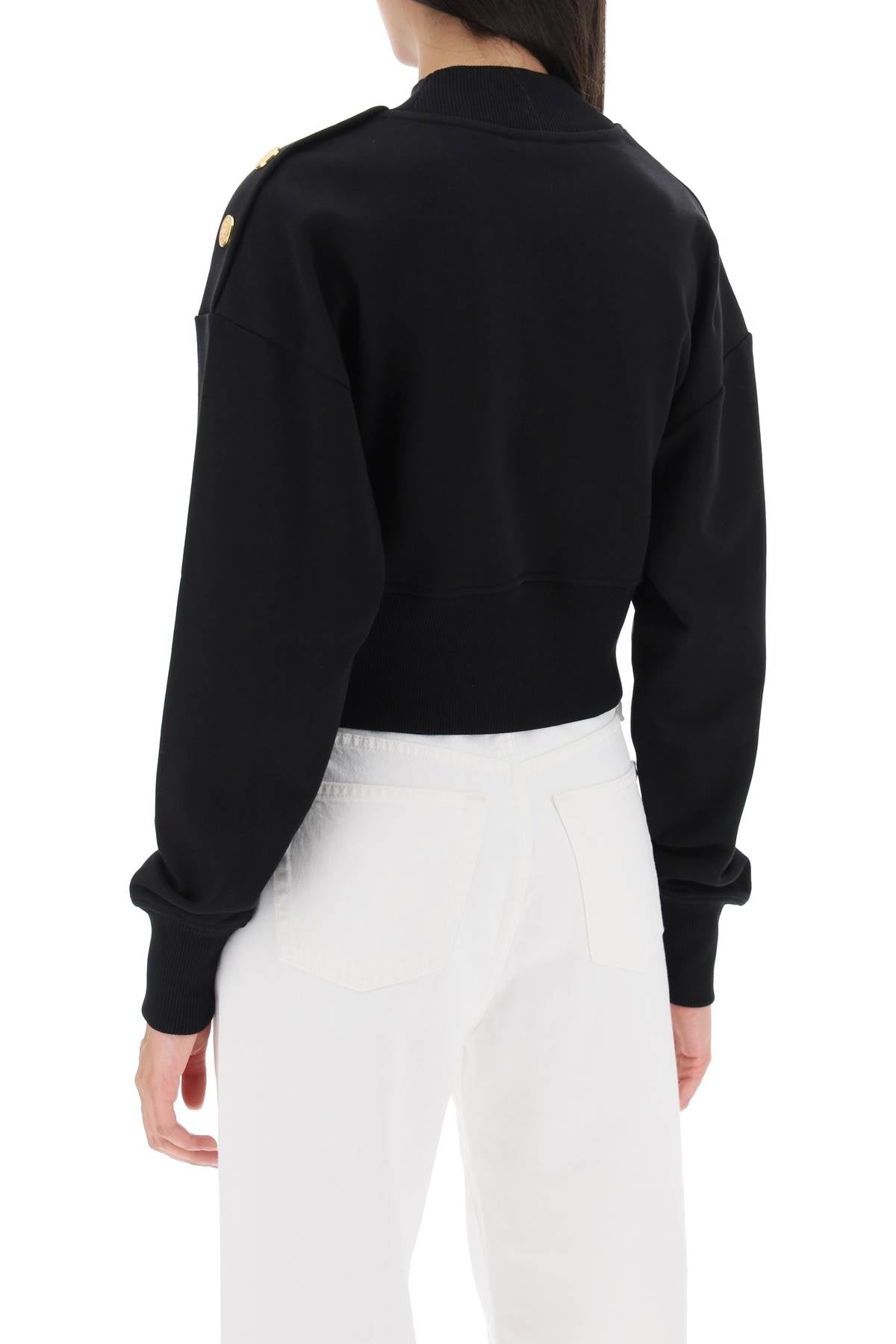 Balmain Balmain cropped sweatshirt with logo print and buttons