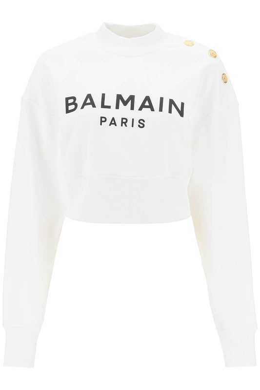 Balmain Balmain cropped sweatshirt with logo print and buttons