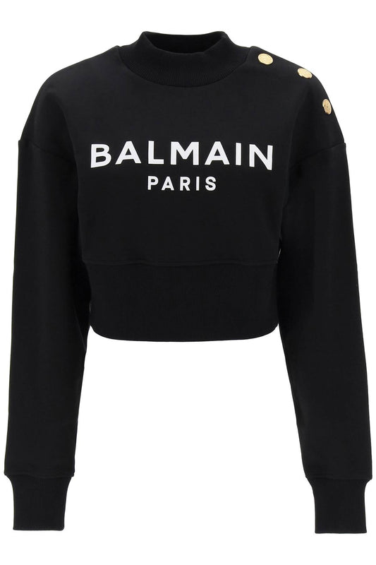 Balmain Balmain cropped sweatshirt with logo print and buttons