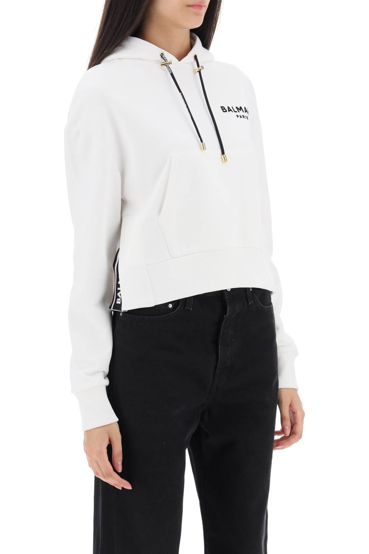 Balmain Balmain cropped sweatshirt with flocked logo print