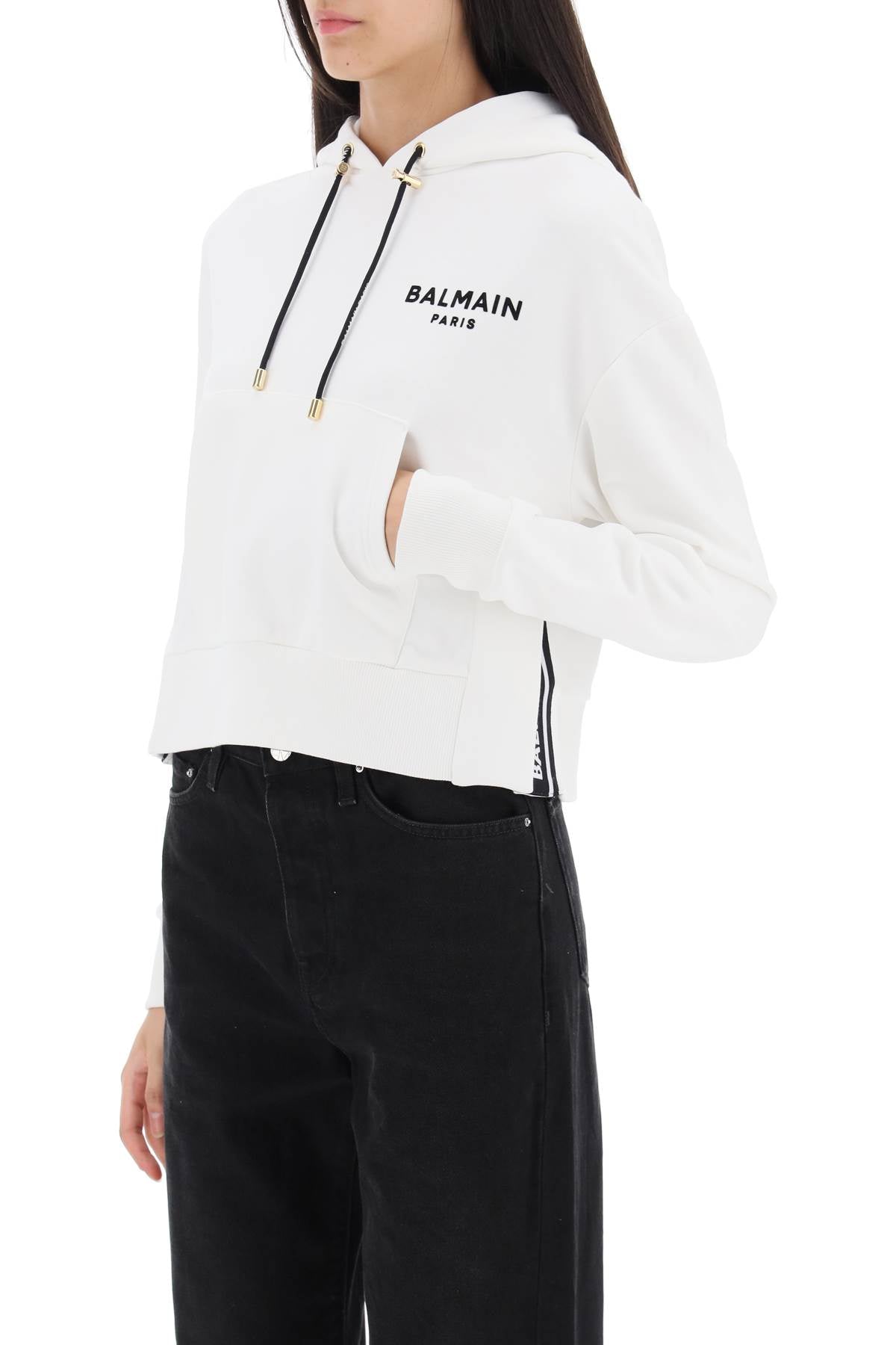 Balmain Balmain cropped sweatshirt with flocked logo print