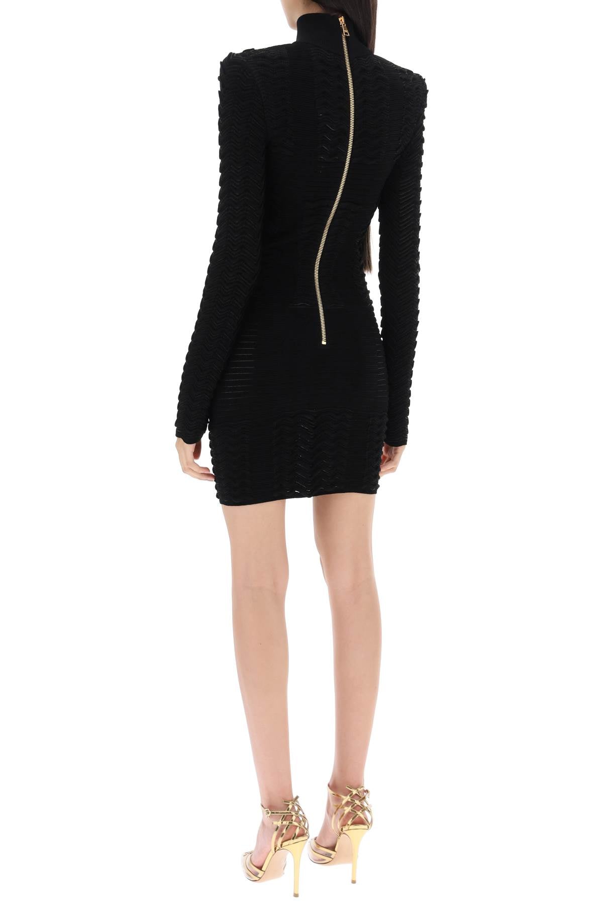 Balmain Balmain turtleneck mini dress in texturized knit