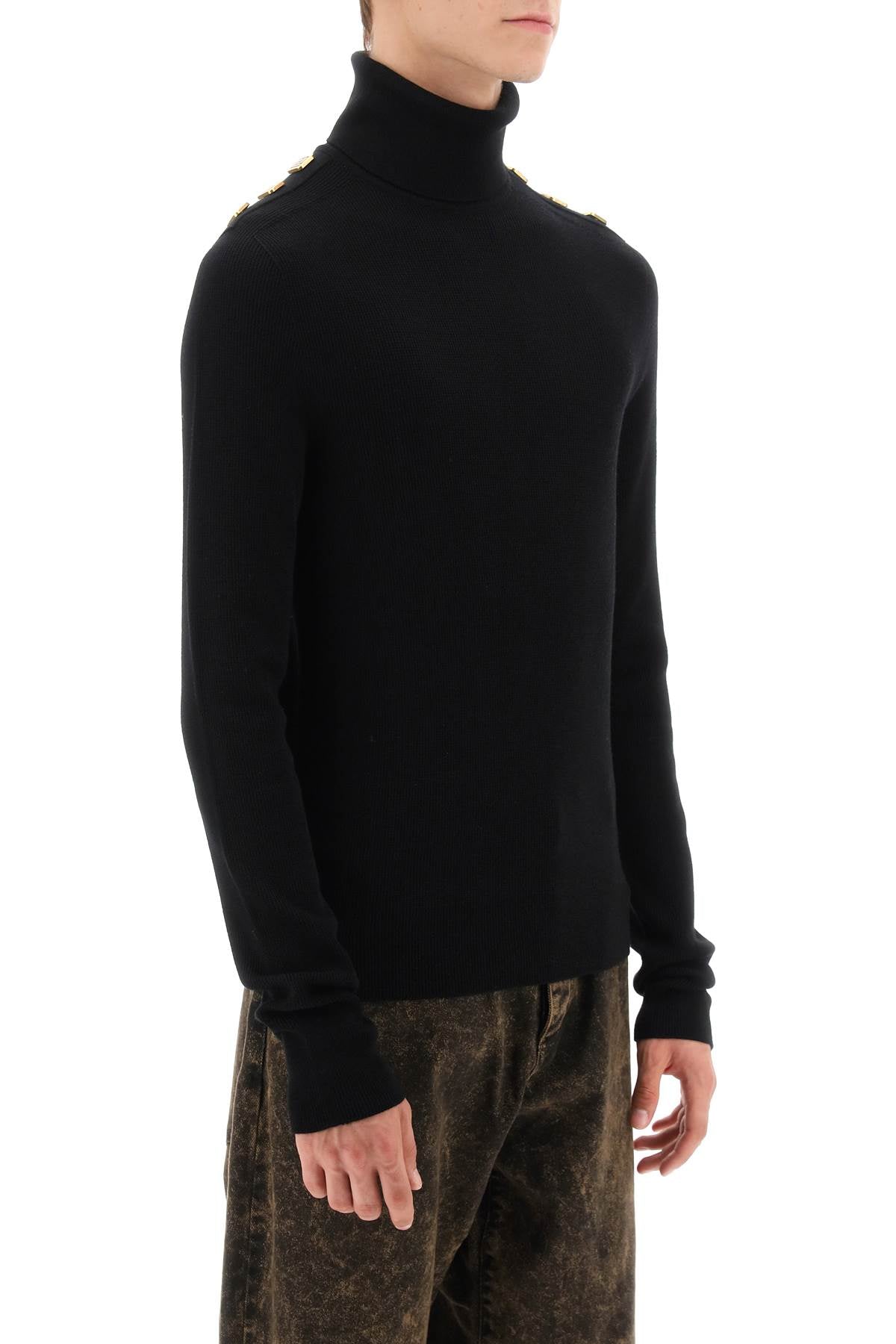 Balmain Balmain turtleneck sweater with monogram buttons