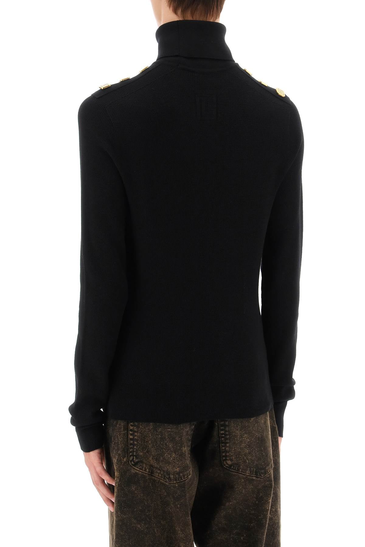 Balmain Balmain turtleneck sweater with monogram buttons