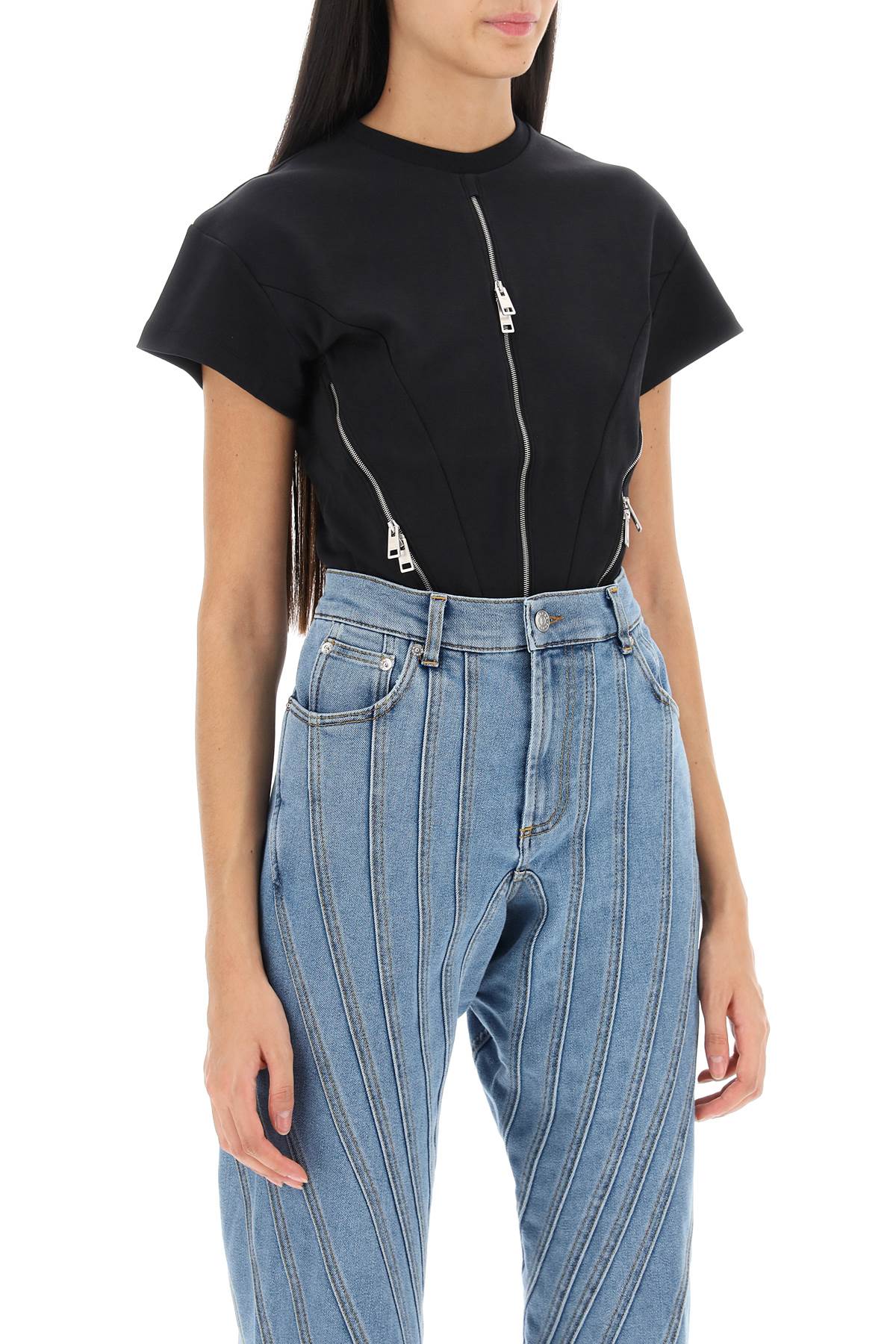 Mugler zipped cotton bodysuit