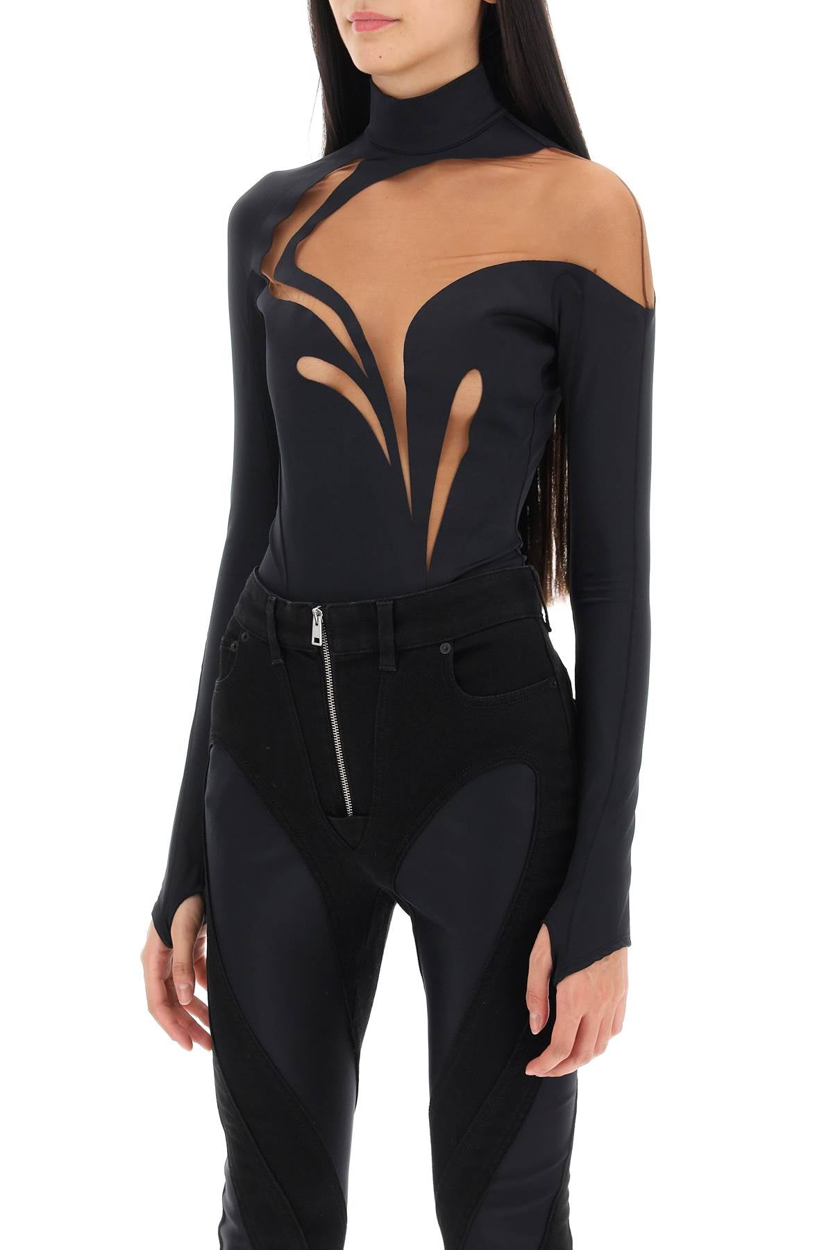 Mugler Mugler long-sleeved swirly bodysuit