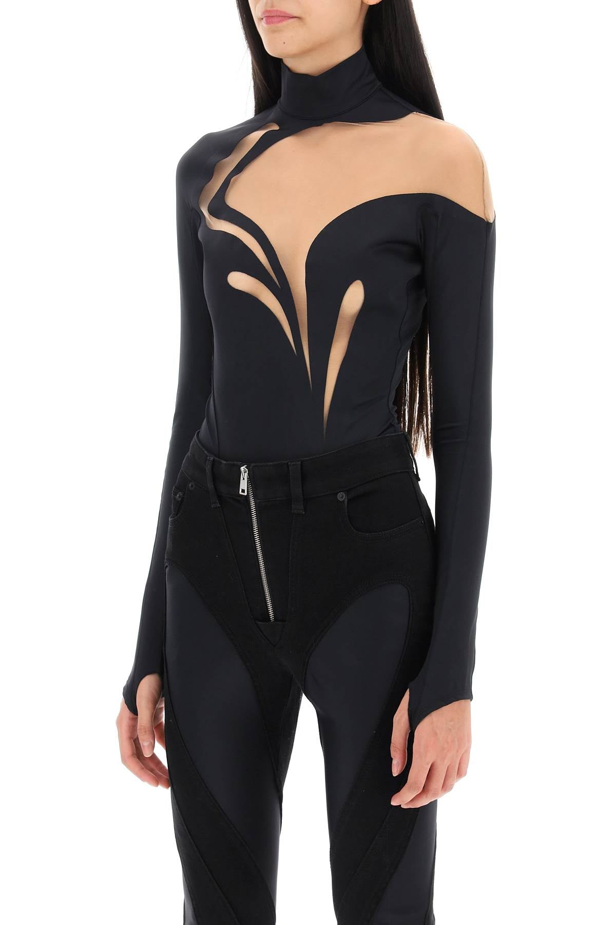 Mugler Mugler long-sleeved swirly bodysuit