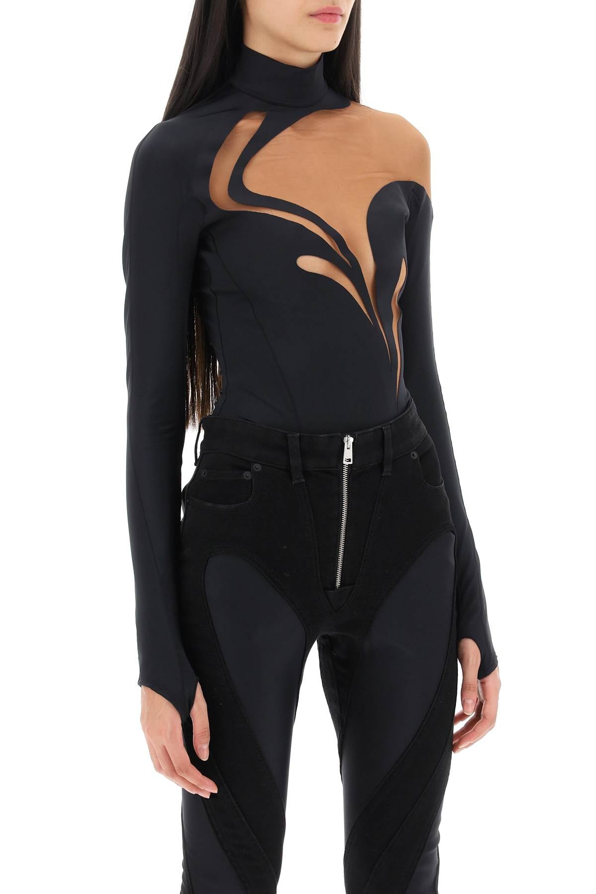 Mugler Mugler long-sleeved swirly bodysuit