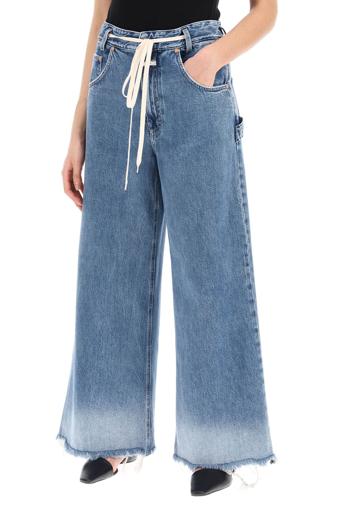 Closed Closed wide leg jeans with distressed details.