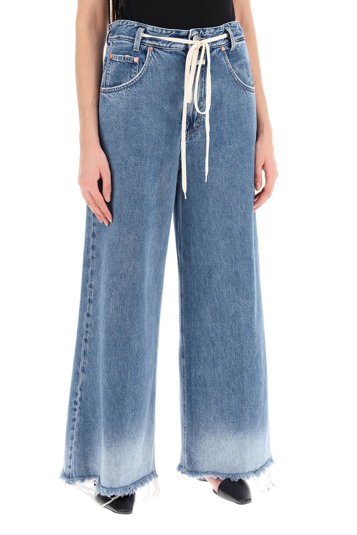 Closed Closed wide leg jeans with distressed details.