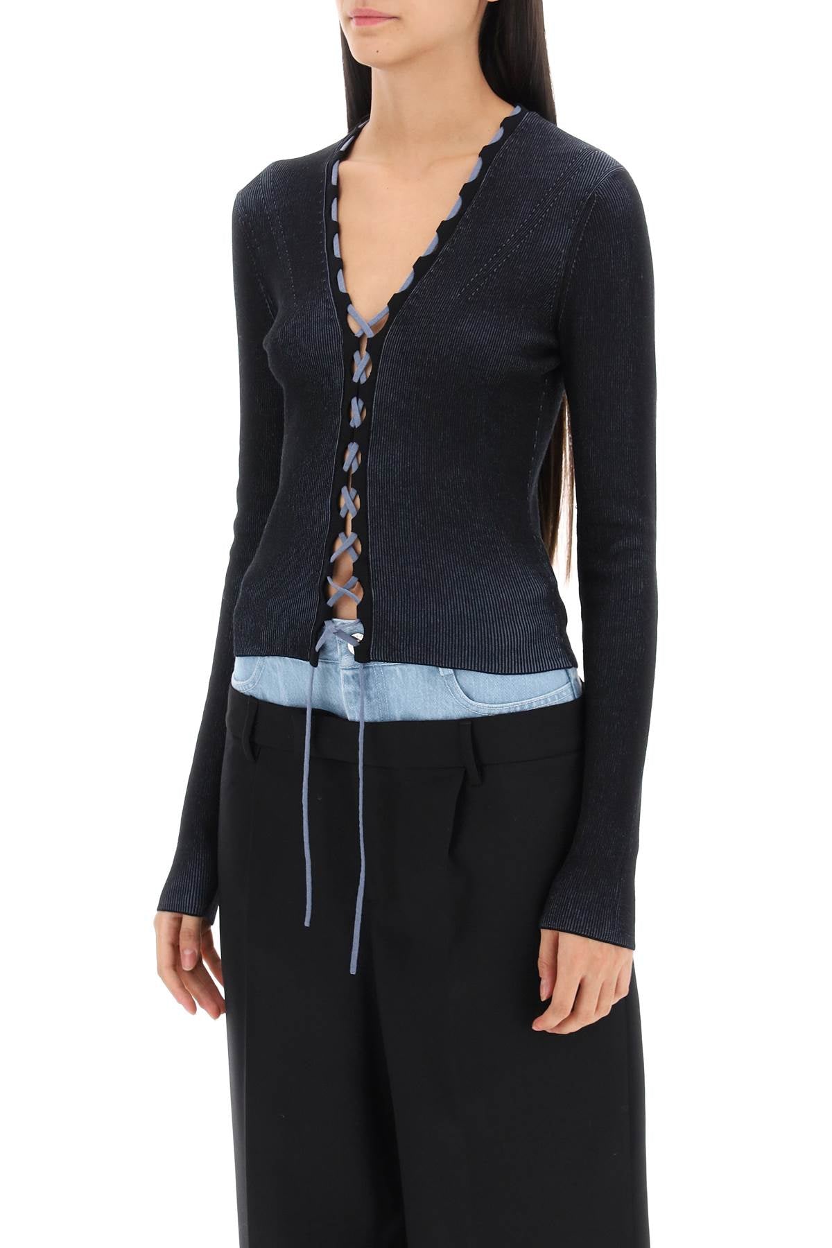 Dion Lee Dion lee two-tone lace-up cardigan