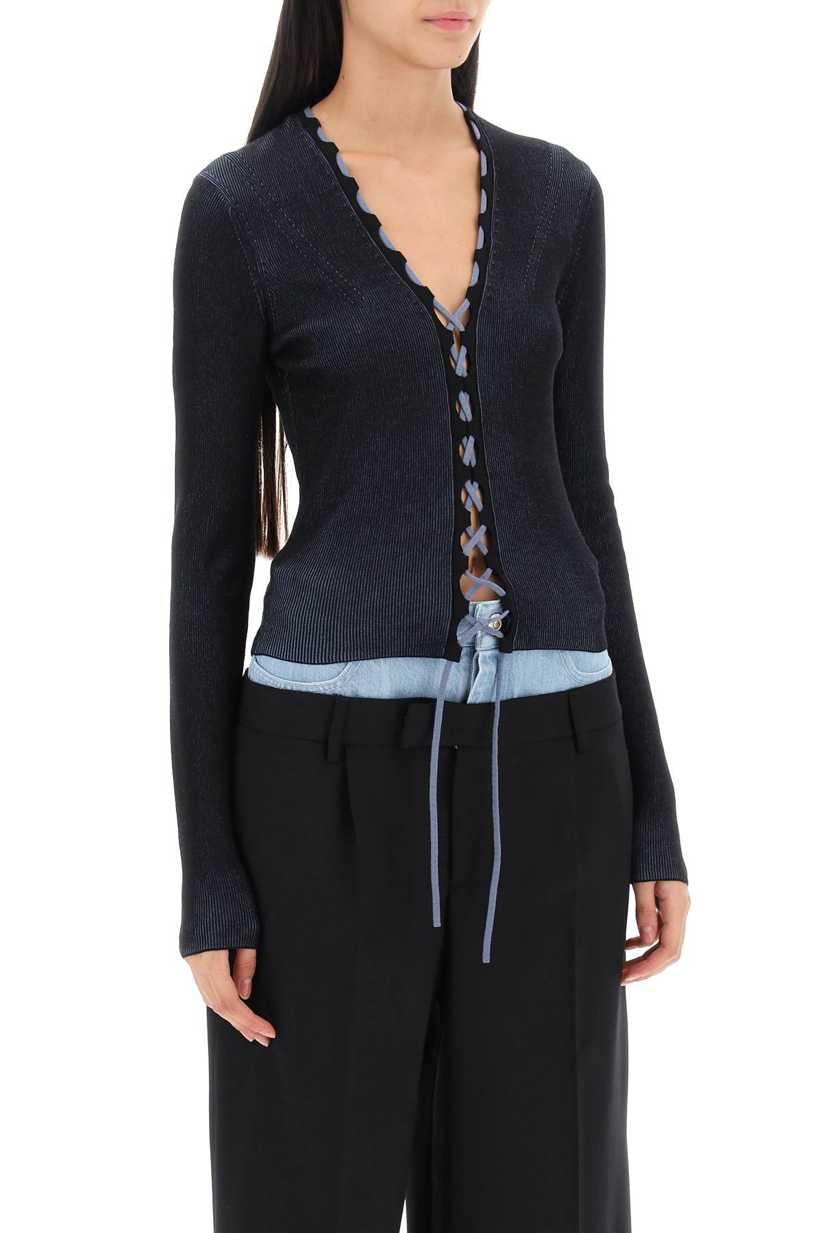 Dion Lee Dion lee two-tone lace-up cardigan