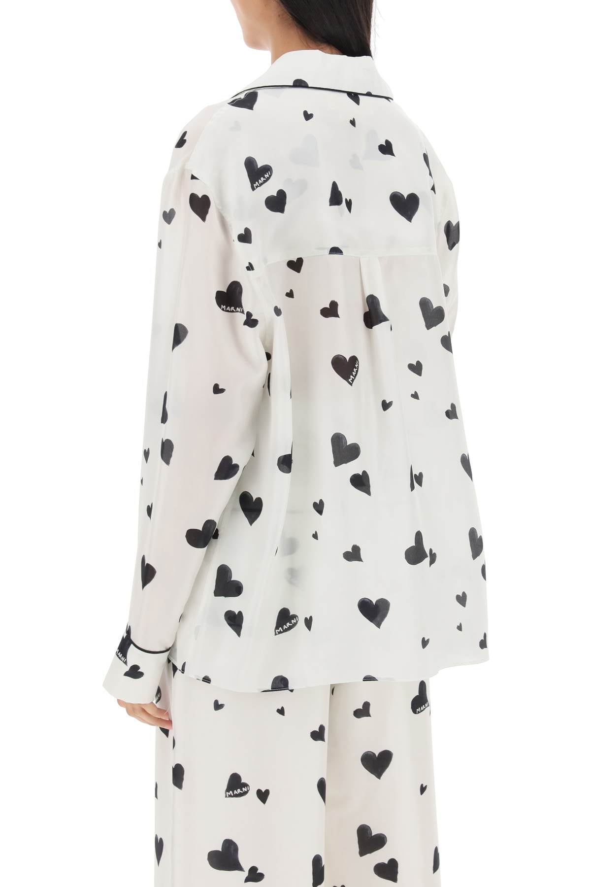 Marni Marni bunch of hearts print silk pajama shirt