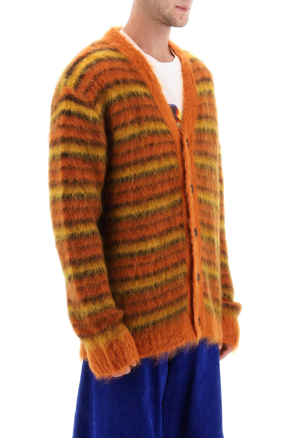 Marni Marni cardigan in striped brushed mohair