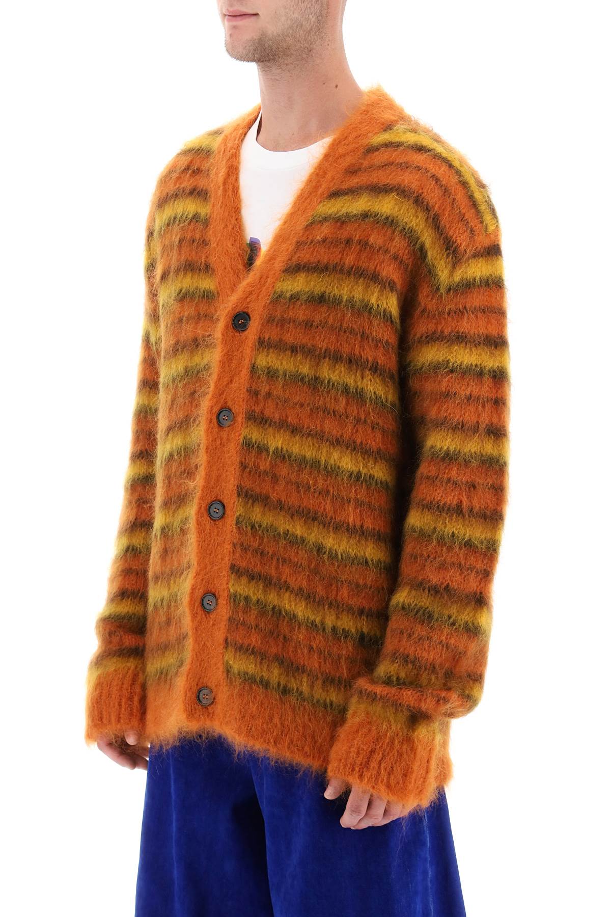 Marni Marni cardigan in striped brushed mohair