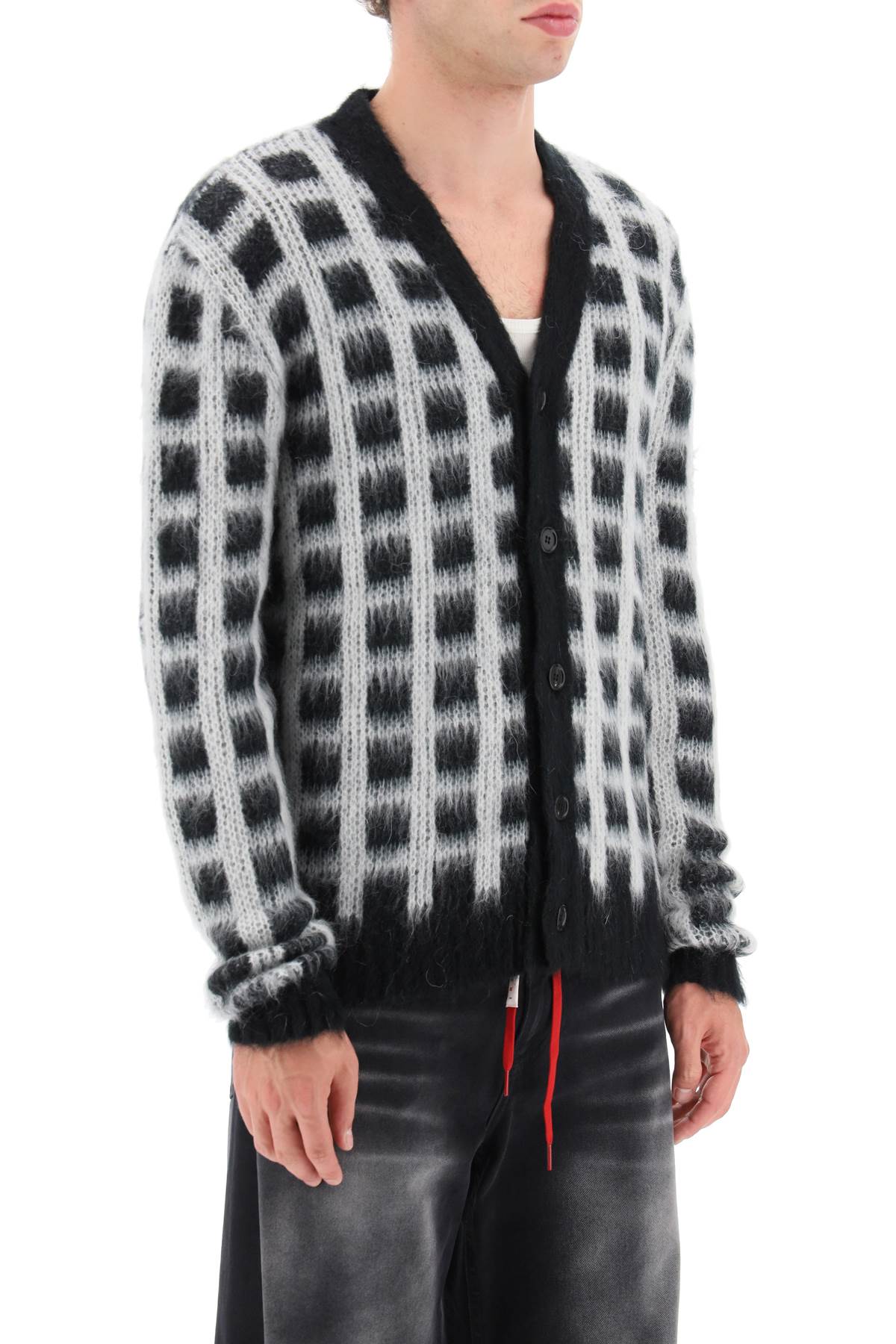 Marni Marni brushed-yarn cardigan with check pattern