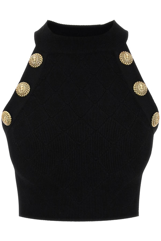 Balmain Balmain knitted cropped top with embossed buttons