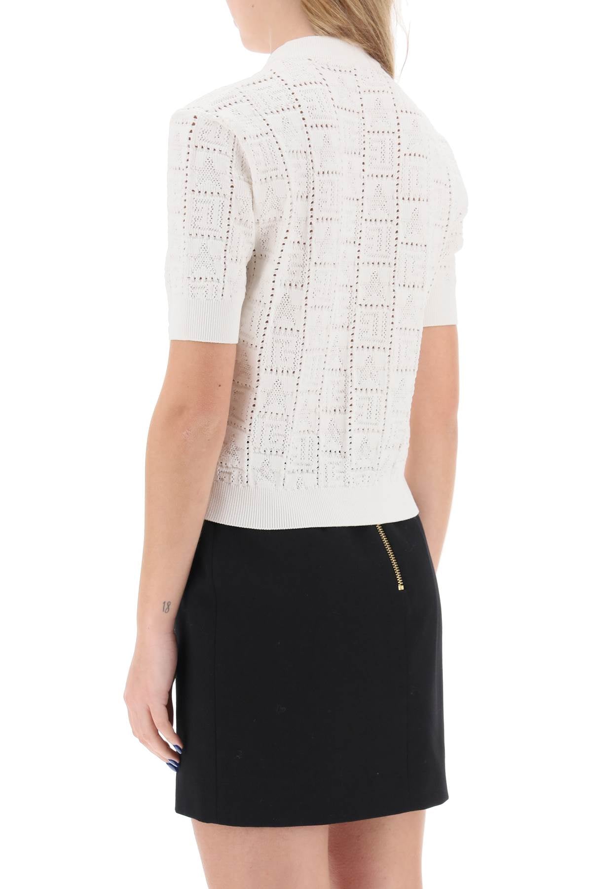 Balmain Balmain short-sleeved top in monogram knit