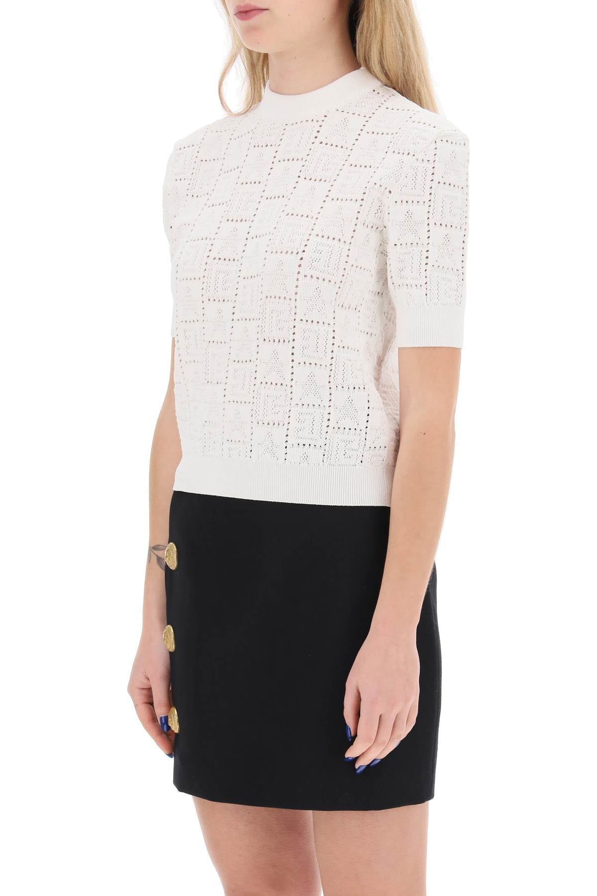 Balmain Balmain short-sleeved top in monogram knit