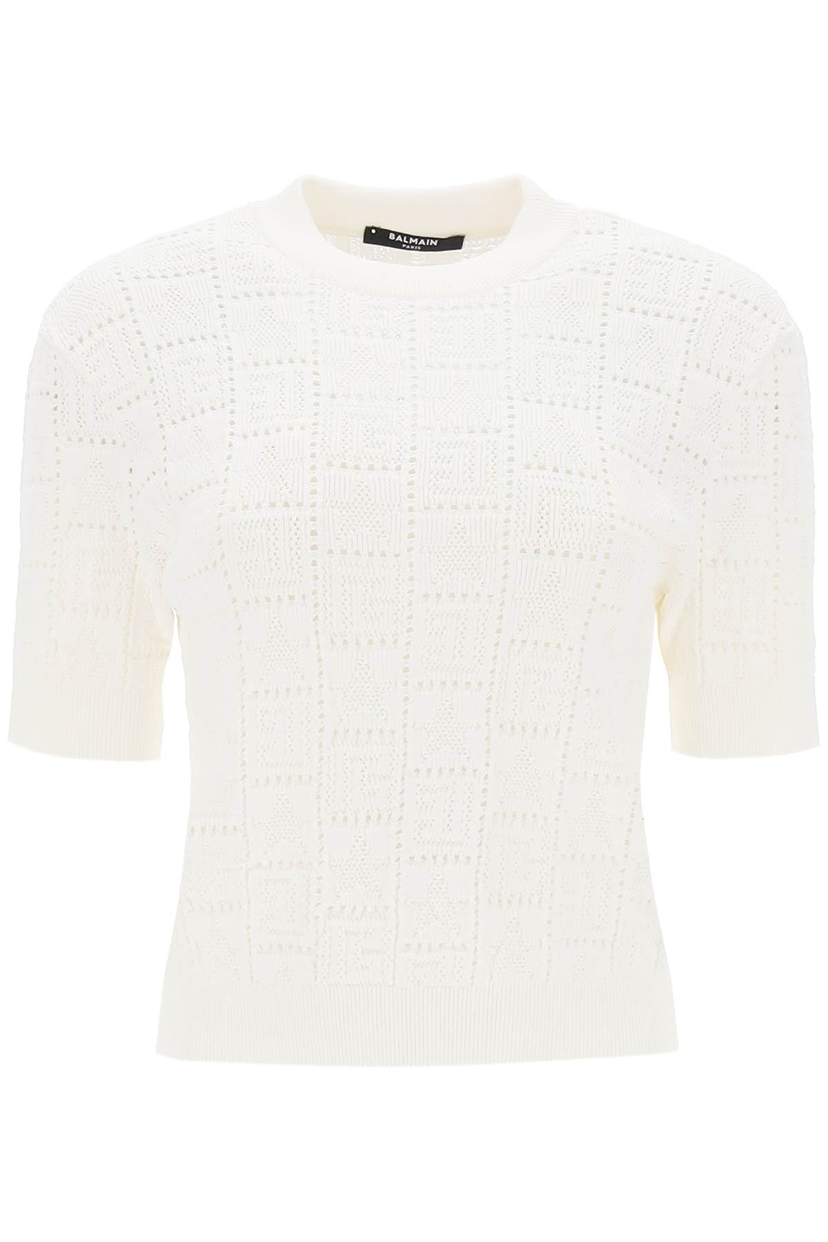 Balmain Balmain short-sleeved top in monogram knit