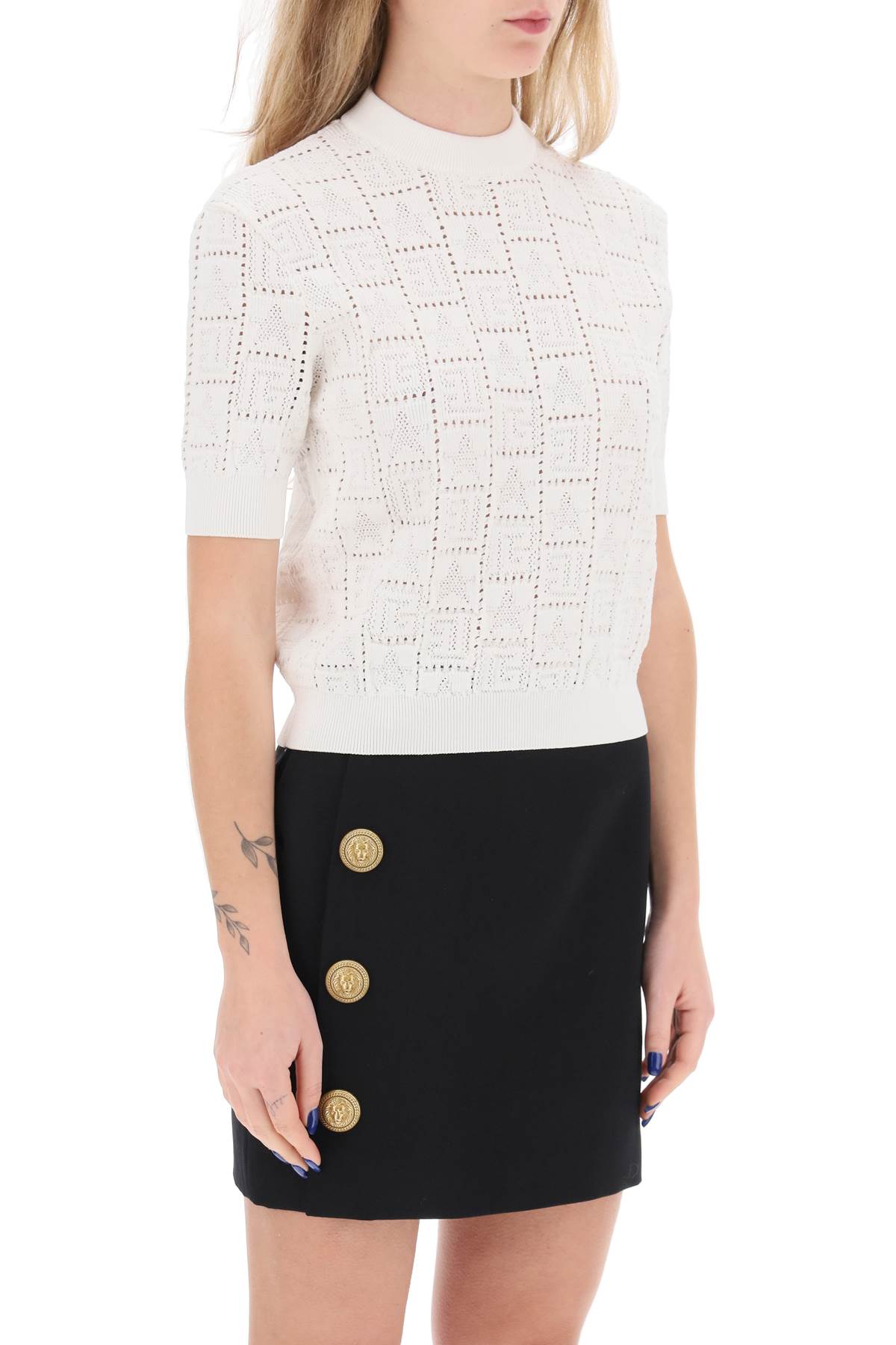 Balmain Balmain short-sleeved top in monogram knit