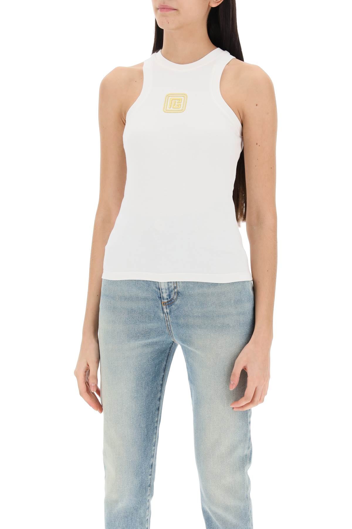 Balmain Balmain tank top with pb embroidery