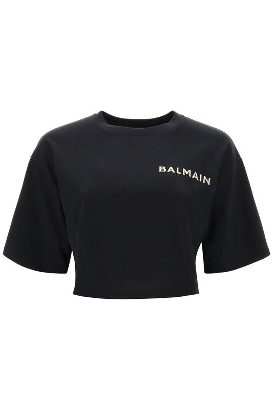 Balmain Balmain cropped t-shirt with metallic logo