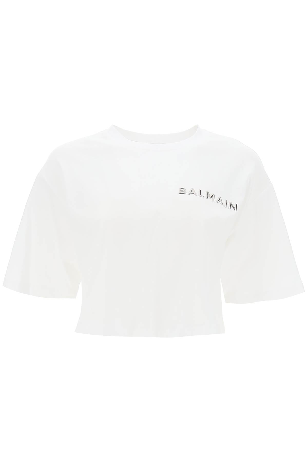 Balmain Balmain cropped t-shirt with metallic logo