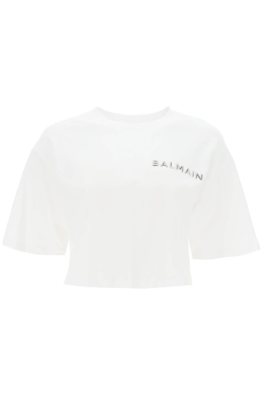 Balmain Balmain cropped t-shirt with metallic logo