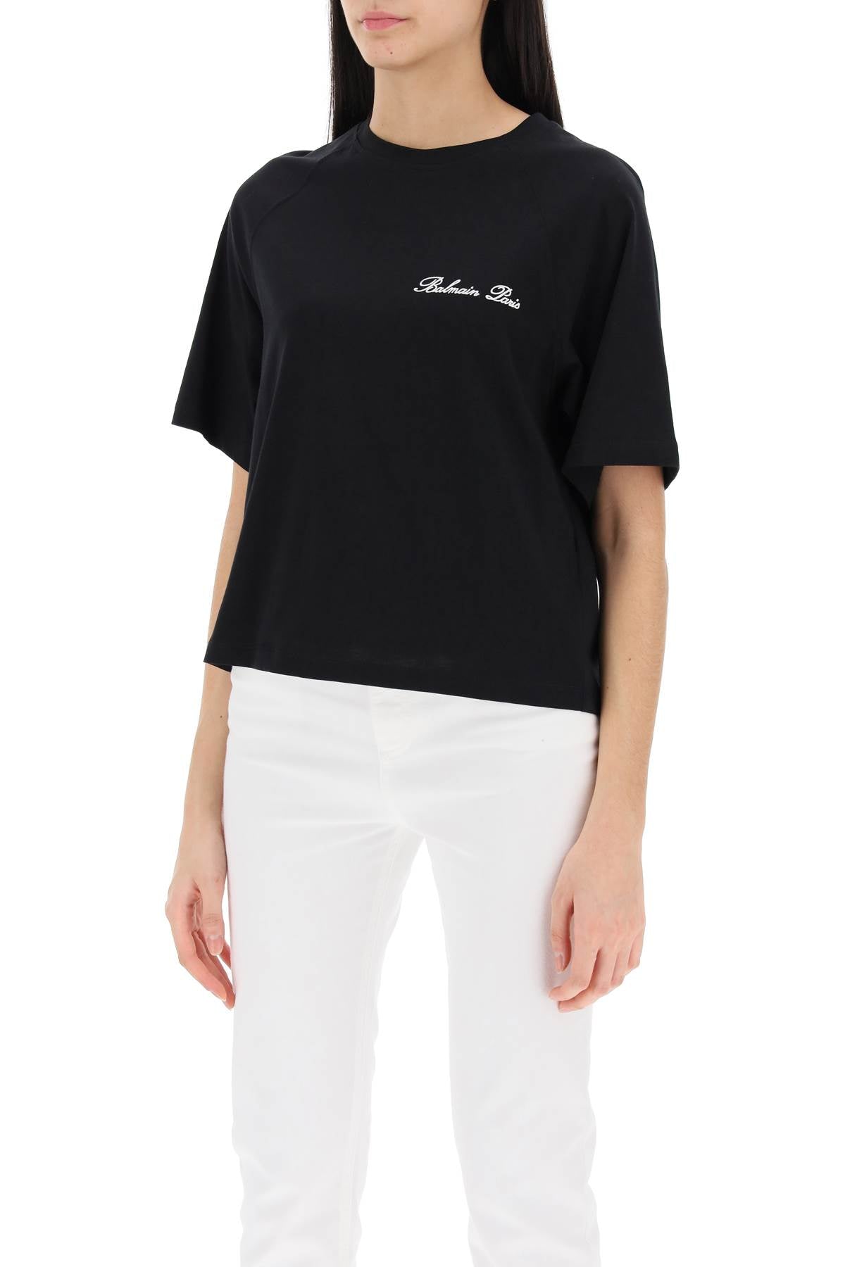 Balmain Balmain cropped t-shirt with logo embroidery