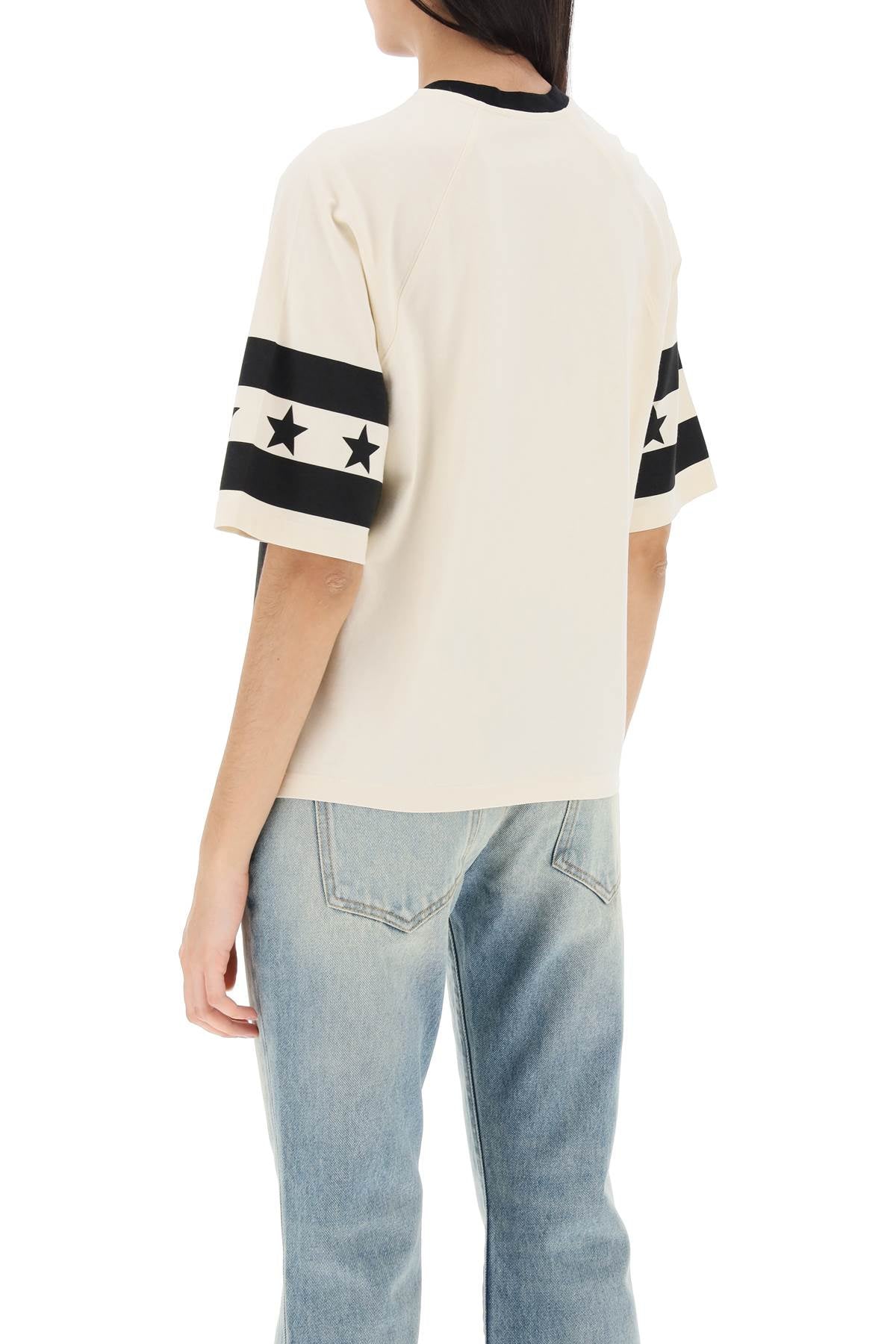 Balmain Balmain cropped t-shirt with star and logo prints