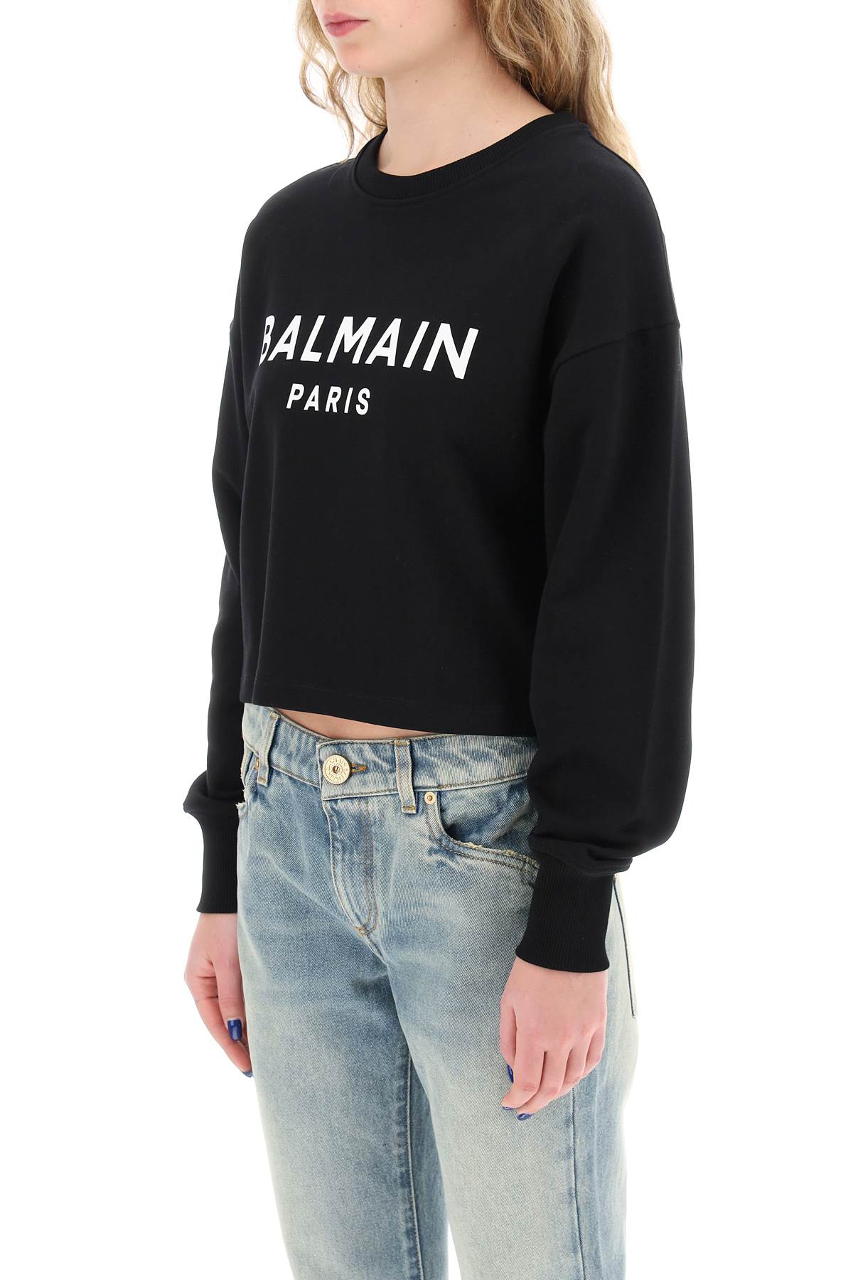 Balmain Balmain cropped sweatshirt with flocked logo