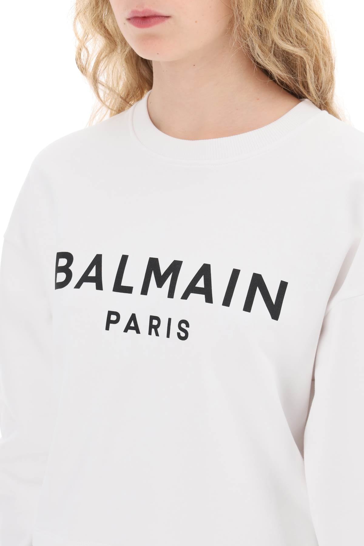 Balmain Balmain cropped sweatshirt with flocked logo