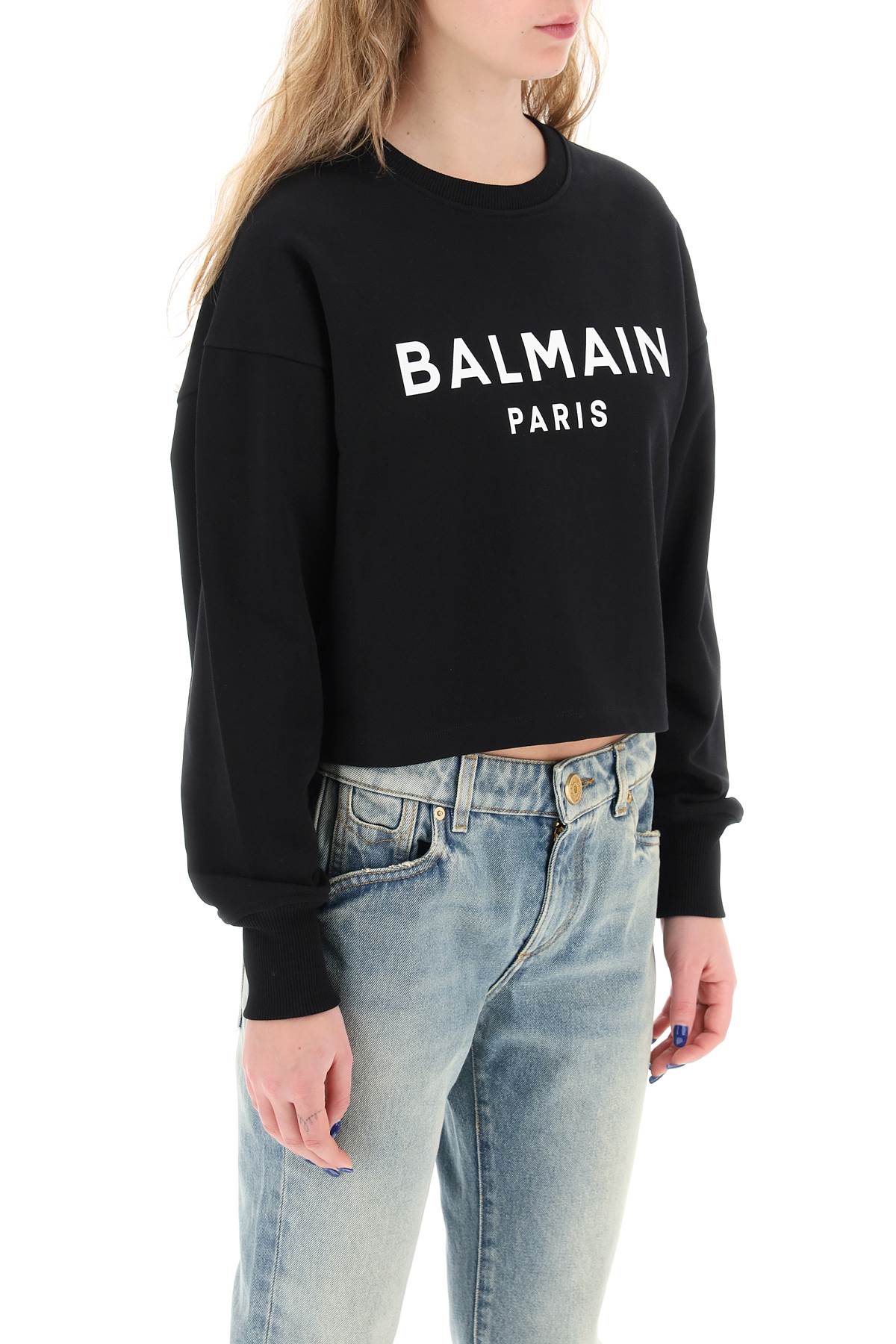 Balmain Balmain cropped sweatshirt with flocked logo