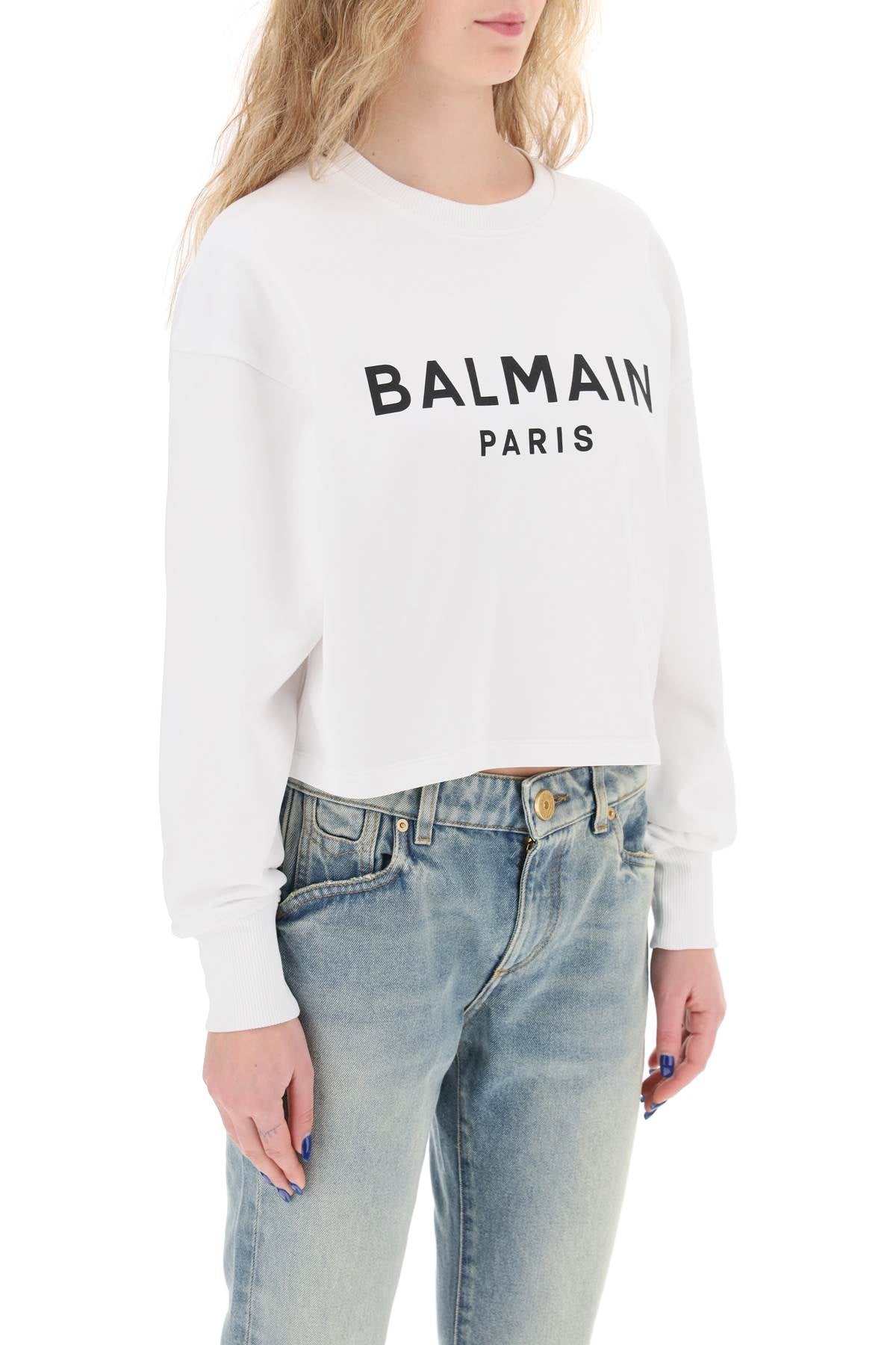 Balmain Balmain cropped sweatshirt with flocked logo