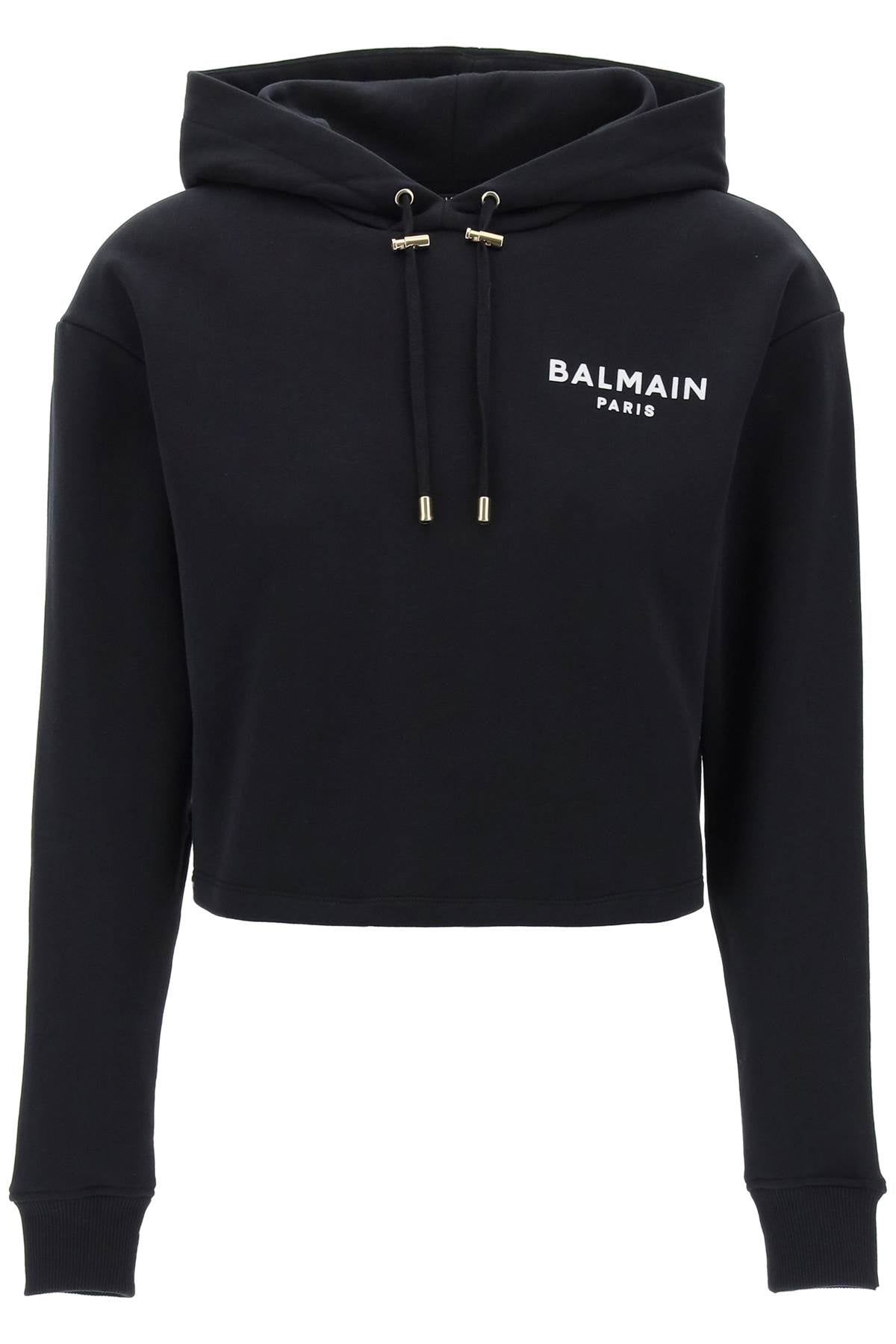 Balmain Balmain cropped hoodie with flocked logo