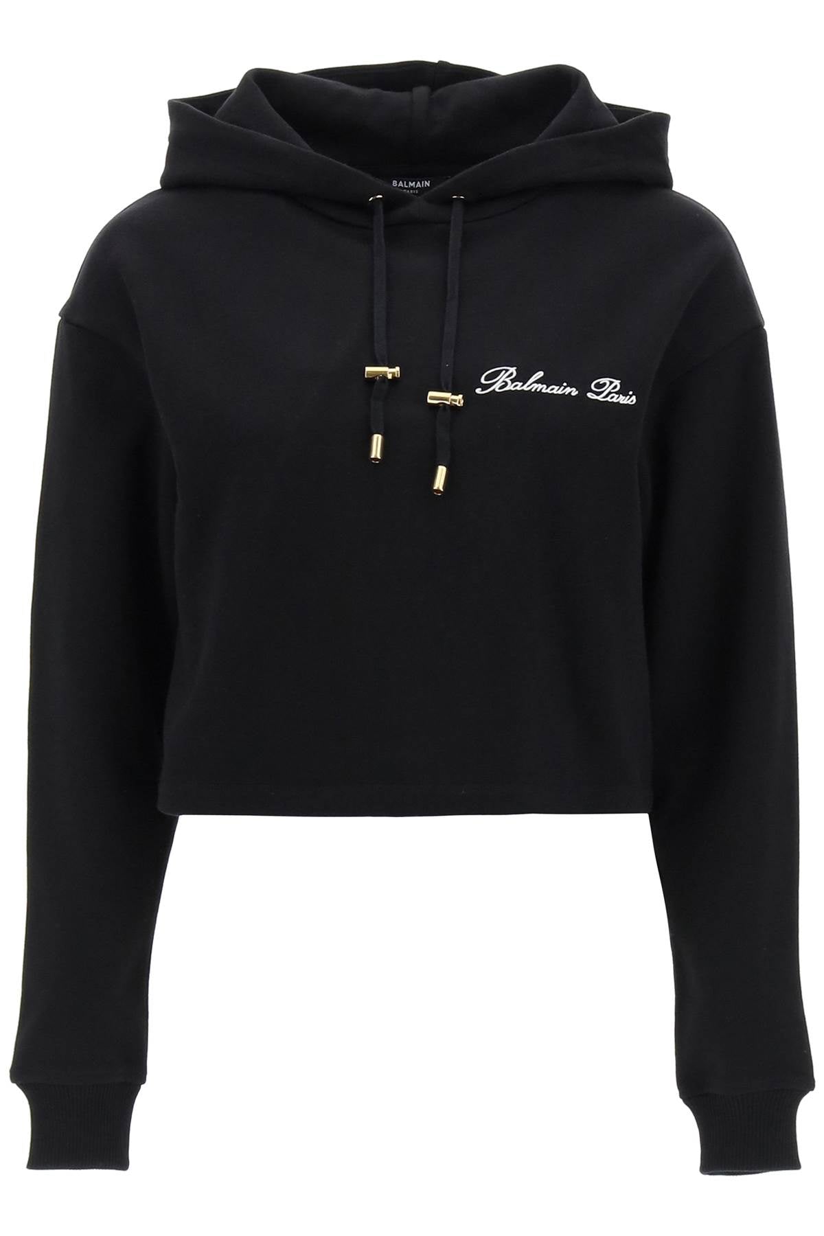 Balmain Balmain cropped hoodie with logo embroidery