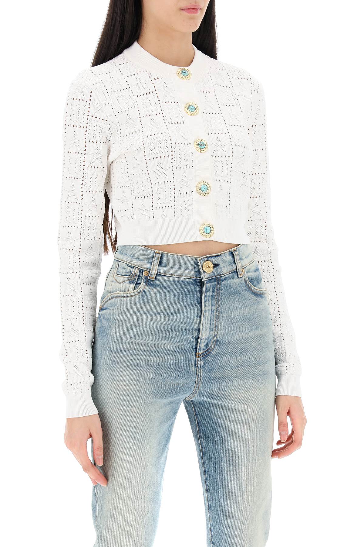 Balmain Balmain cropped cardigan with jewel buttons