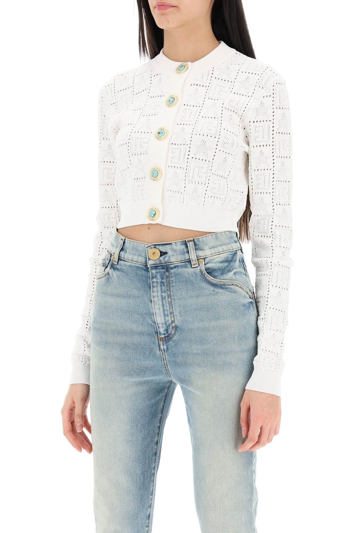 Balmain Balmain cropped cardigan with jewel buttons