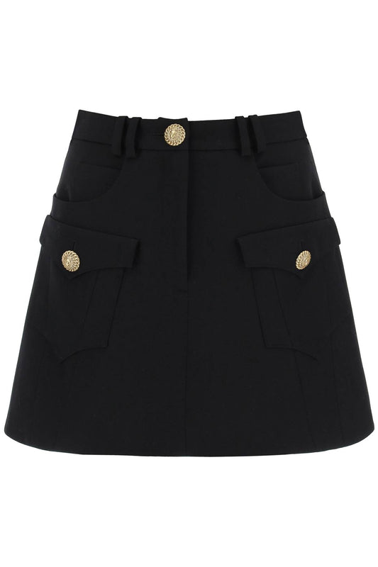 Balmain Balmain trapeze mini skirt with embossed buttons