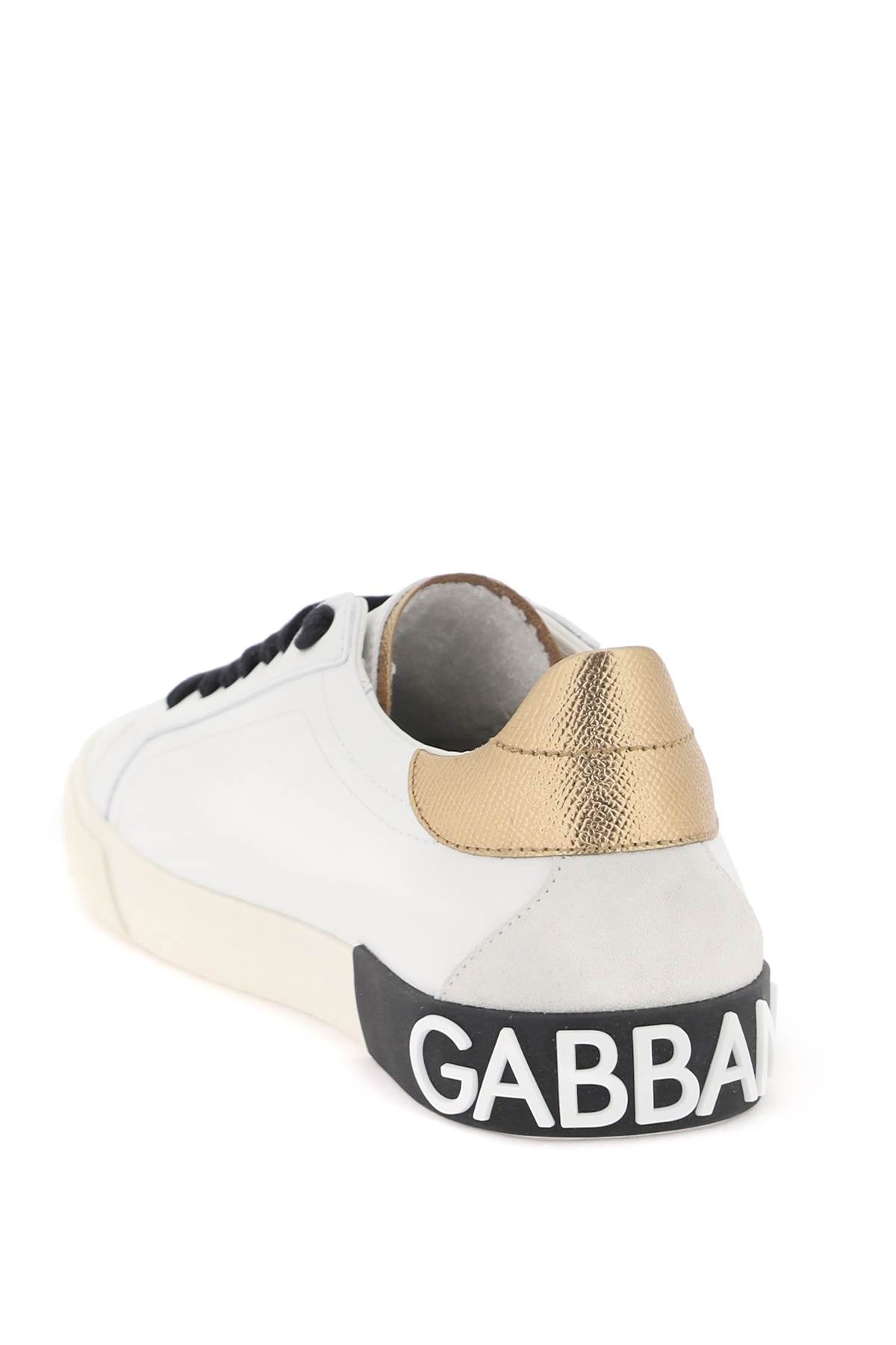 Dolce & Gabbana Dolce & gabbana portofino vintage leather sneakers with rhinestone dg