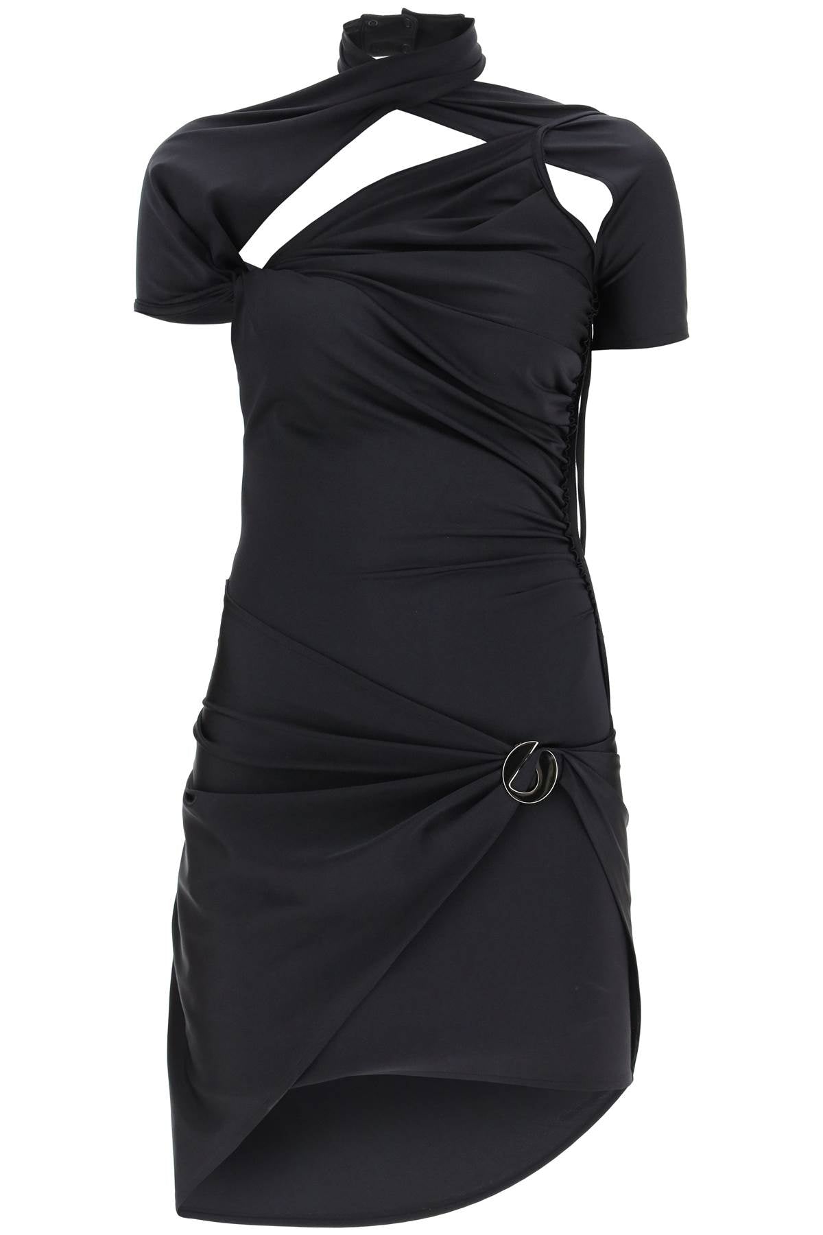 Coperni Coperni draped mini dress with cut outs and logo detail