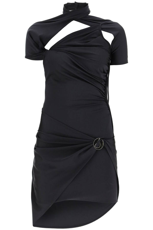 Coperni Coperni draped mini dress with cut outs and logo detail