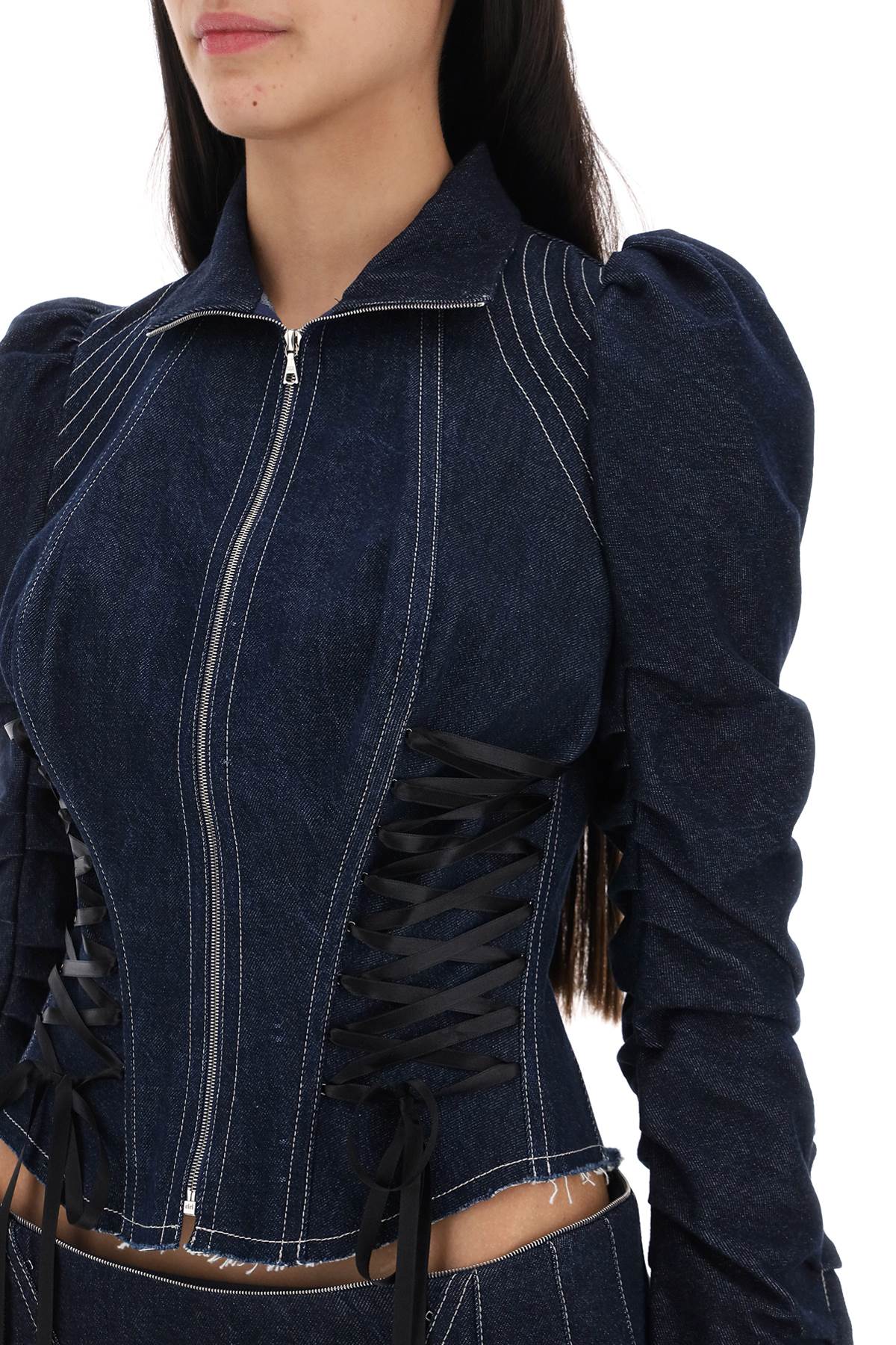 Dilara findikoglu denim corset-style jacket with